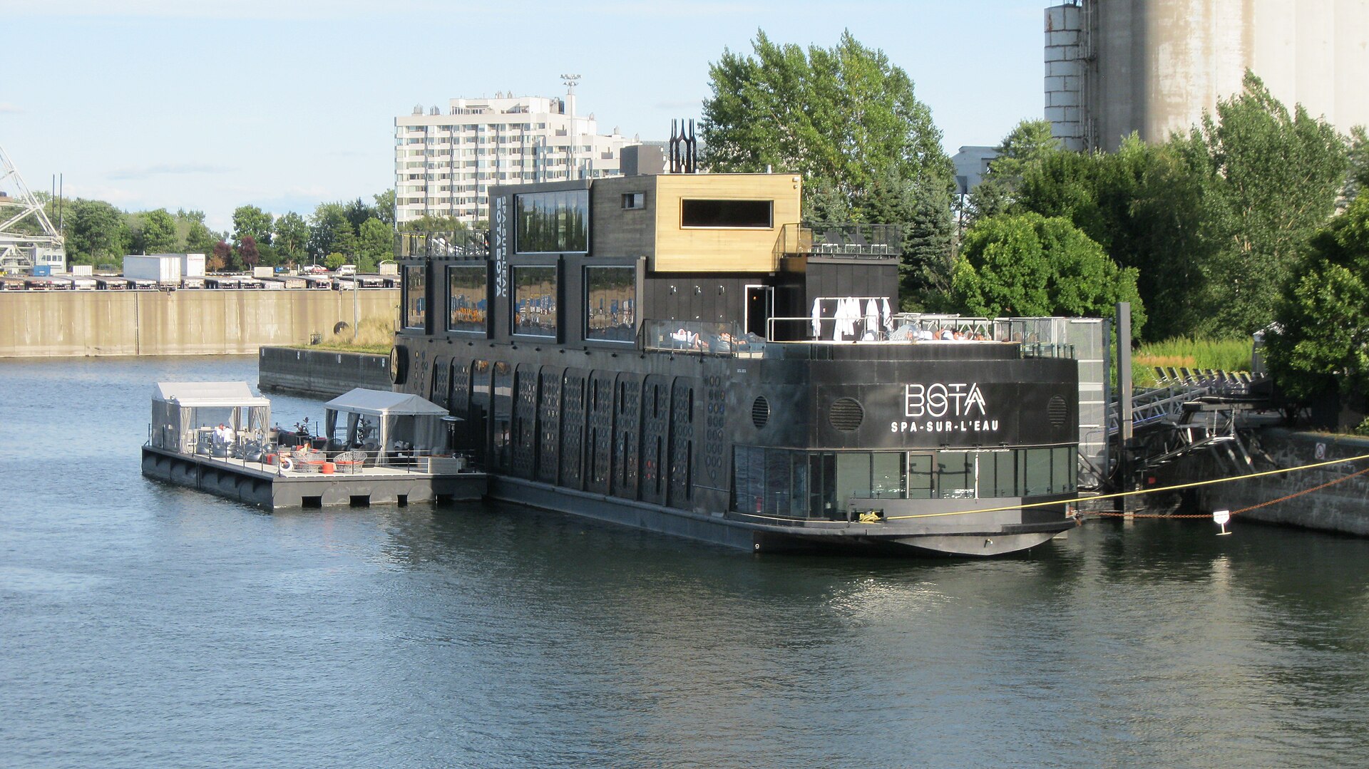 Bota Bota spa boat docked in the Old Port of Montreal